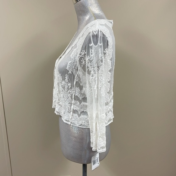 Chris McLaughlin Lace Topper, Lace Cardigan, Off White Size Small NWT - Picture 7 of 11